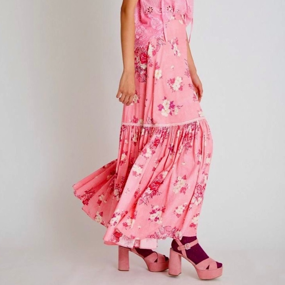 LOVESHACKFANCY  Lockwood Skirt in pink size 00 - Picture 2 of 9